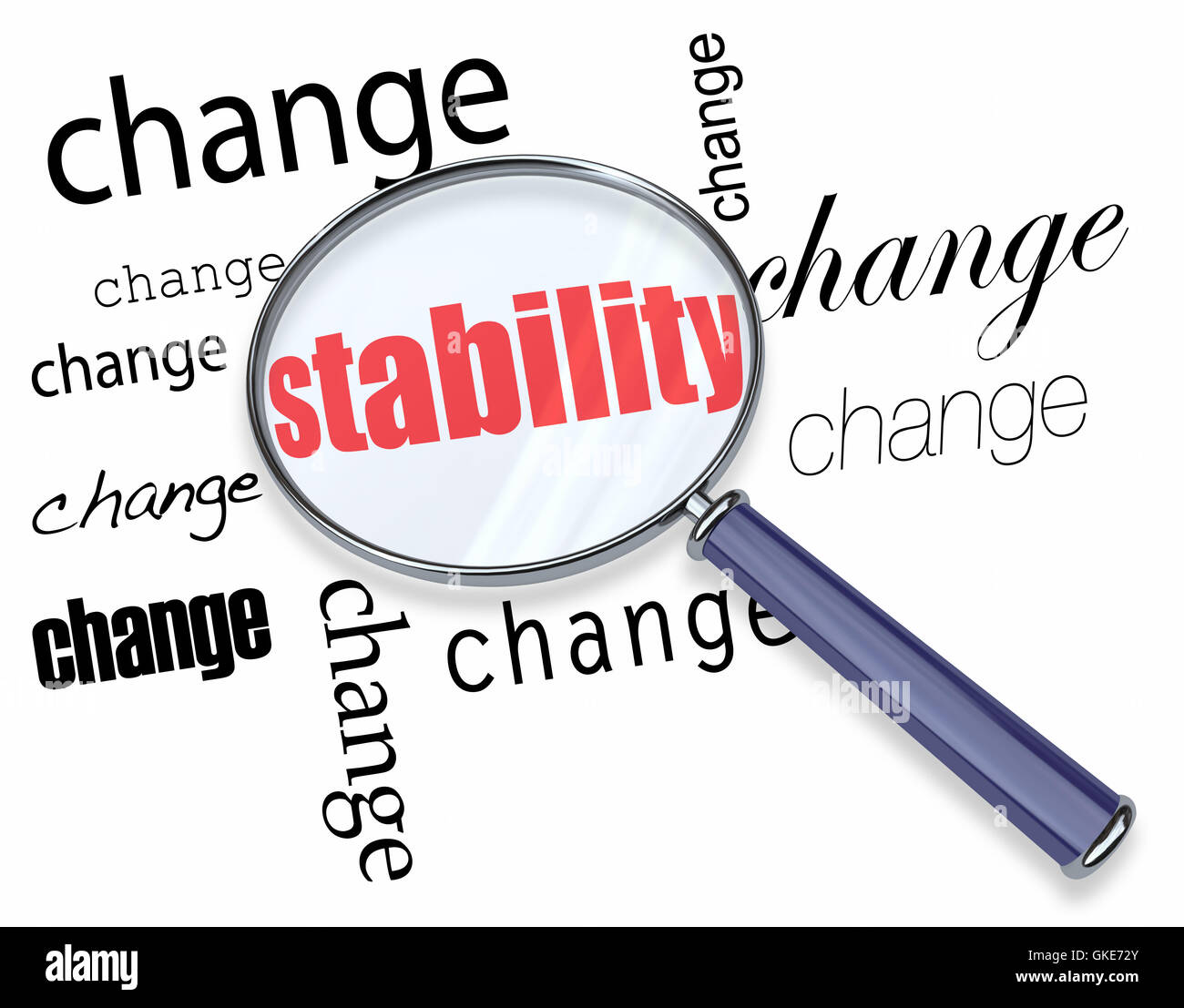 Searching for Stability Amidst Change - Magnifying Glass Stock Photo