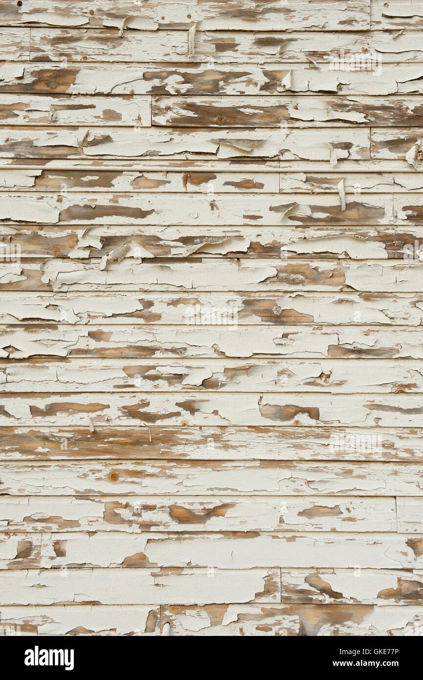 Old Wood with Peeling Antique White Paint Stock Photo
