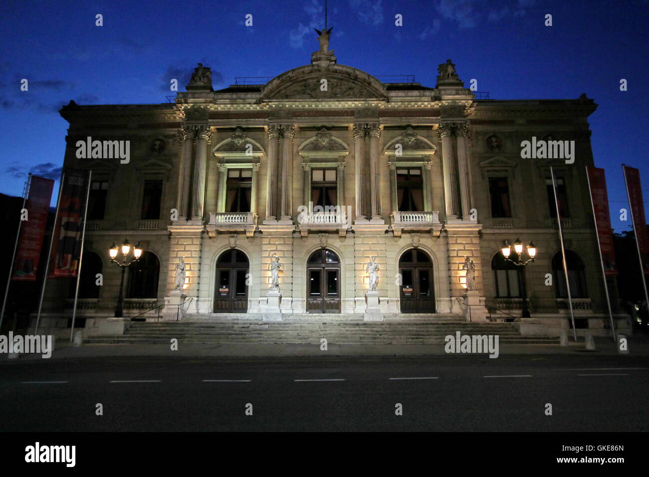 Big Theater by night, Geneva, Switzerland Stock Photo Alamy