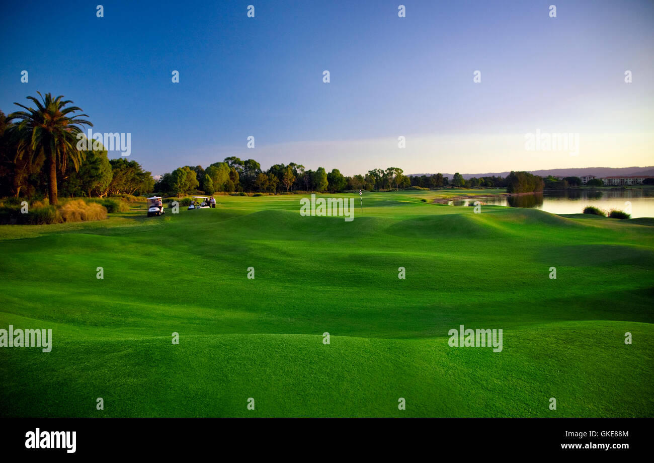 Golf Course and buggies Stock Photo Alamy