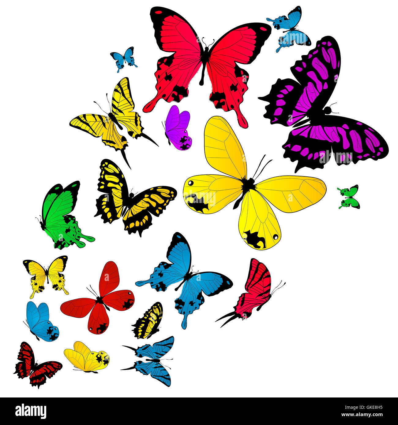 Colored butterflies background Stock Photo