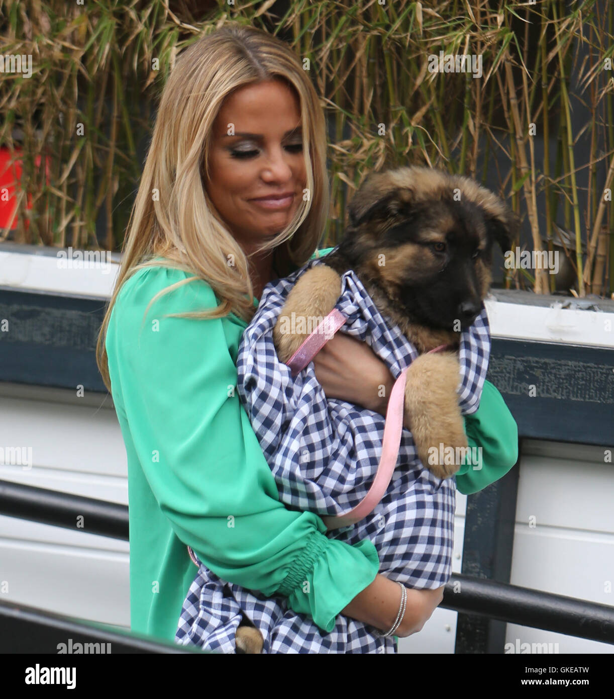 Katie Price with her new puppy outside ITV Studios Featuring Katie