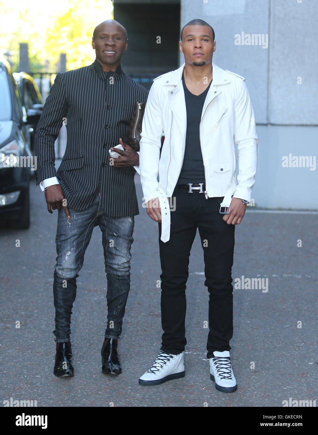 Chris Eubank and his son Chris Eubank Jr outside ITV Studios Stock