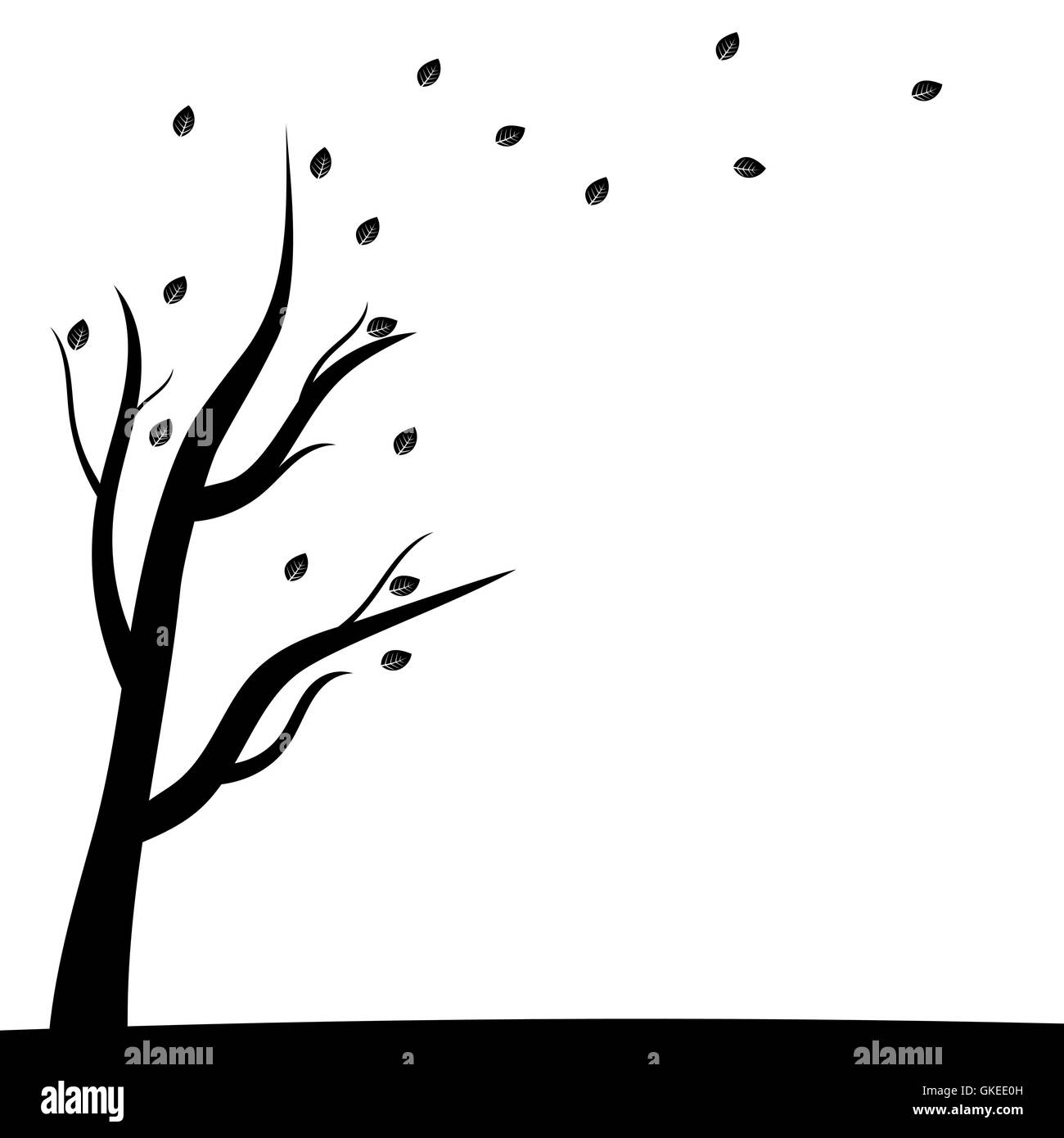 Silhouette of a tree and autumn leaves Stock Vector Image & Art - Alamy