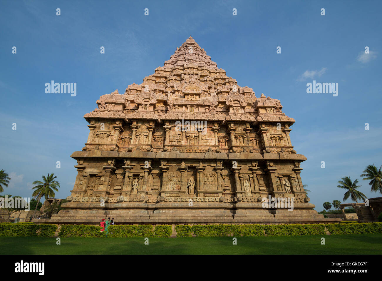Detail of  great wall architecture at ancient Gangaikonda Cholapuram / Gangaikondacholapuram temple, Tamil Nadu, India Stock Photo