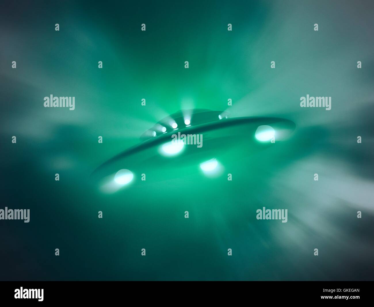 Artwork of a UFO or unidentified flying object. Stock Photo