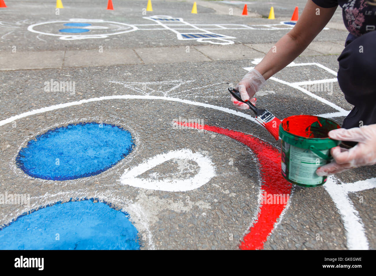 painting playground. Creating attraction in the playground. Handmade