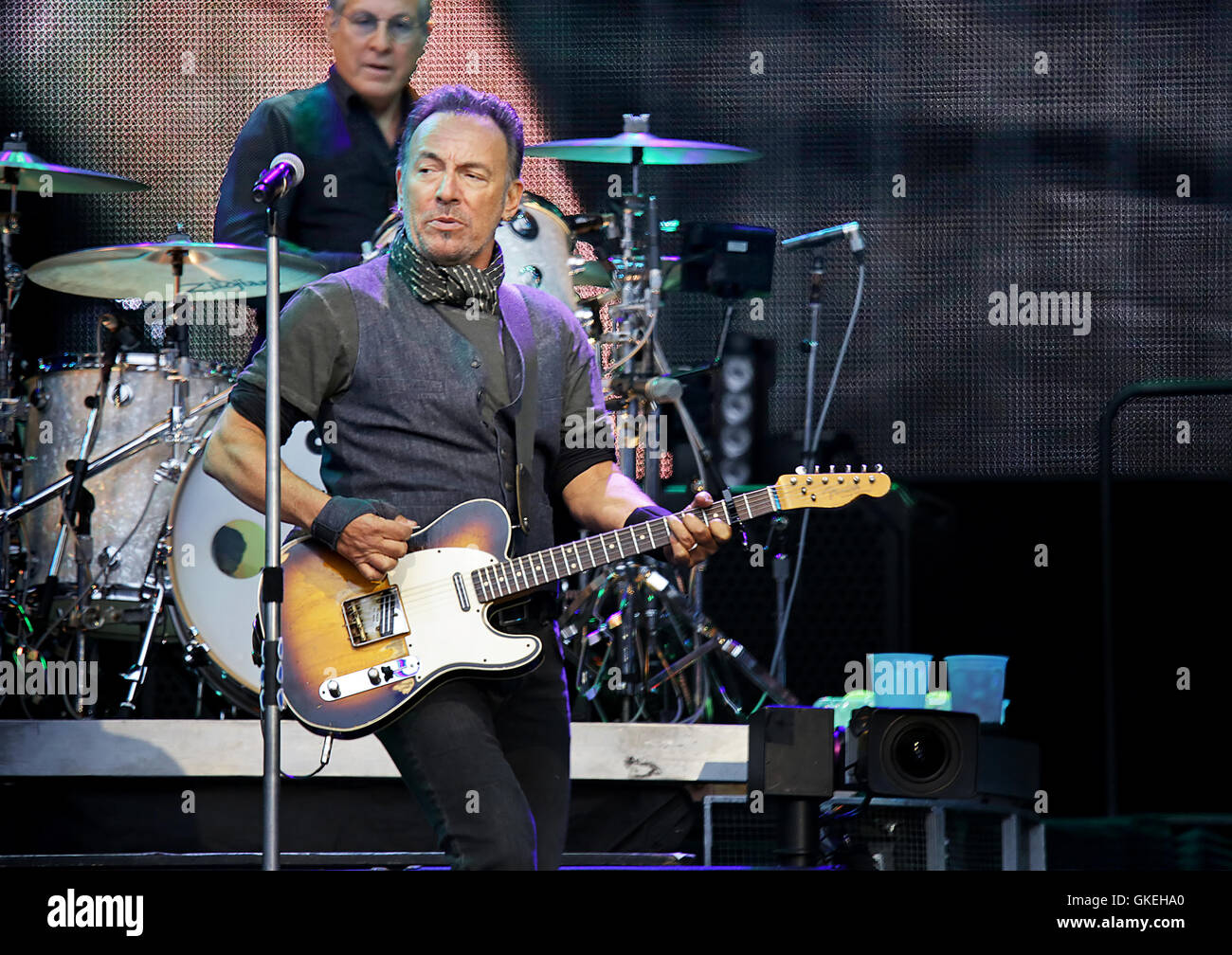 Bruce Springsteen and The E Street Band performing at Manchester Etihad