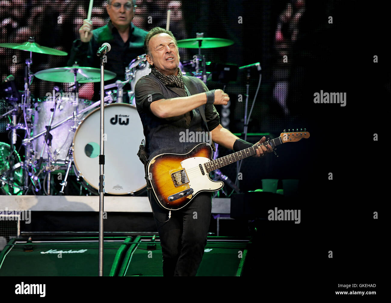 Bruce Springsteen and The E Street Band performing at Manchester Etihad