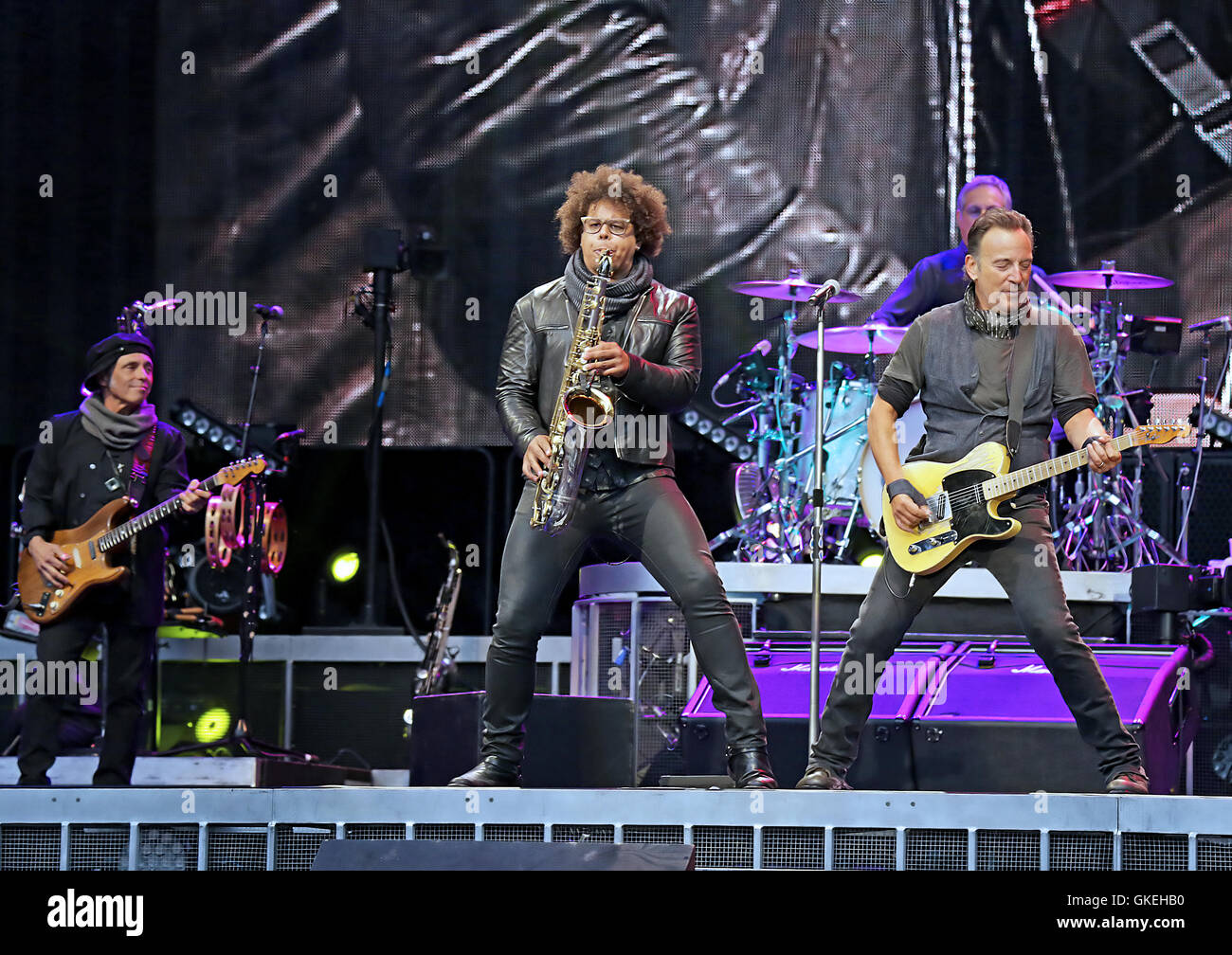 Bruce Springsteen and The E Street Band performing at Manchester Etihad
