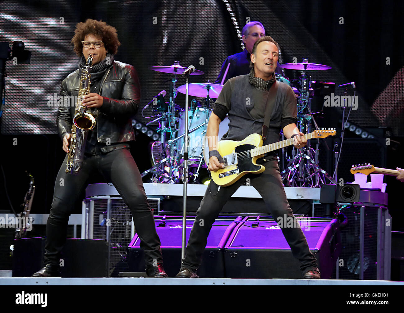 Bruce Springsteen and The E Street Band performing at Manchester Etihad