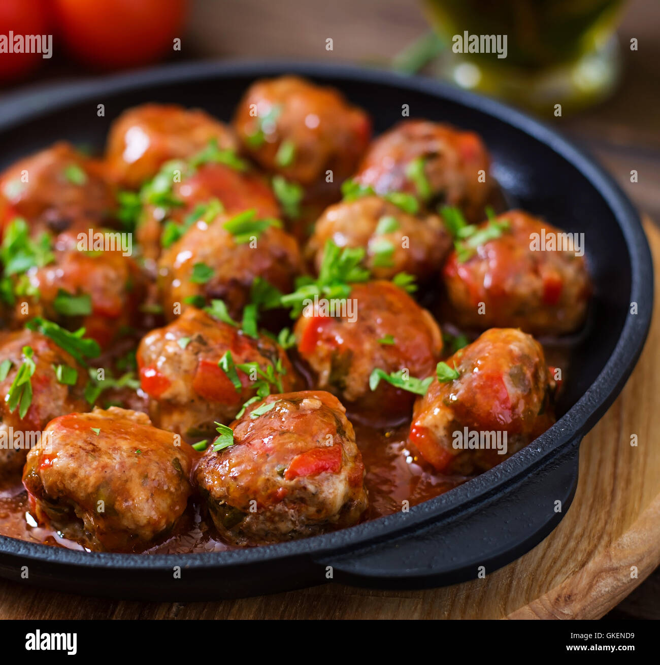 Meatballs in sweet and sour tomato sauce Stock Photo Alamy