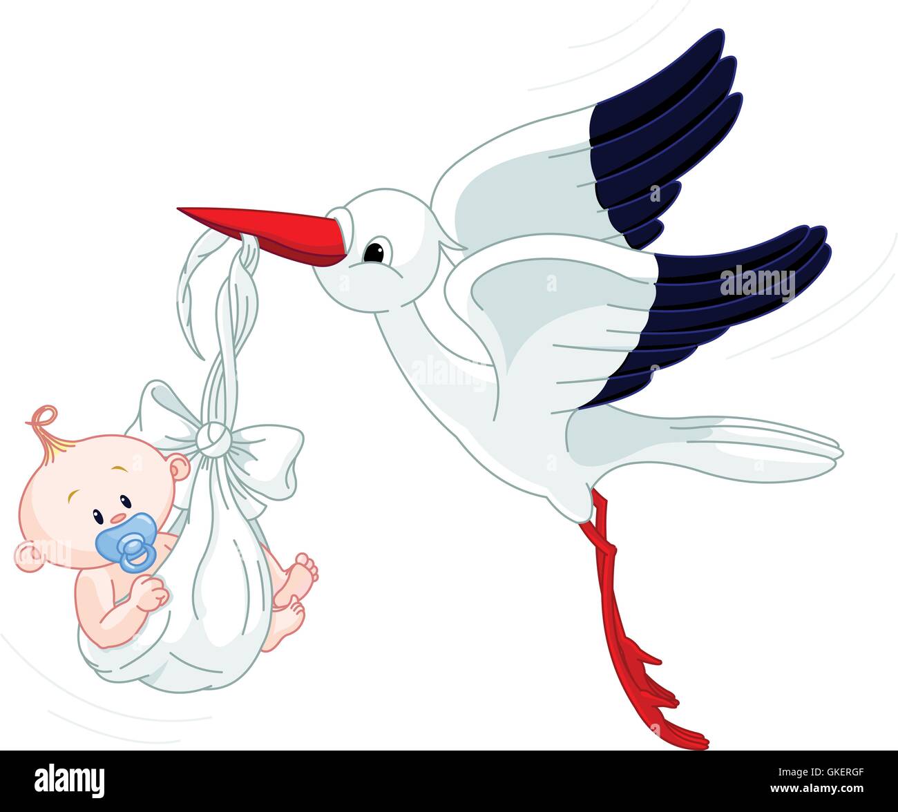 Stork and Baby Stock Vector
