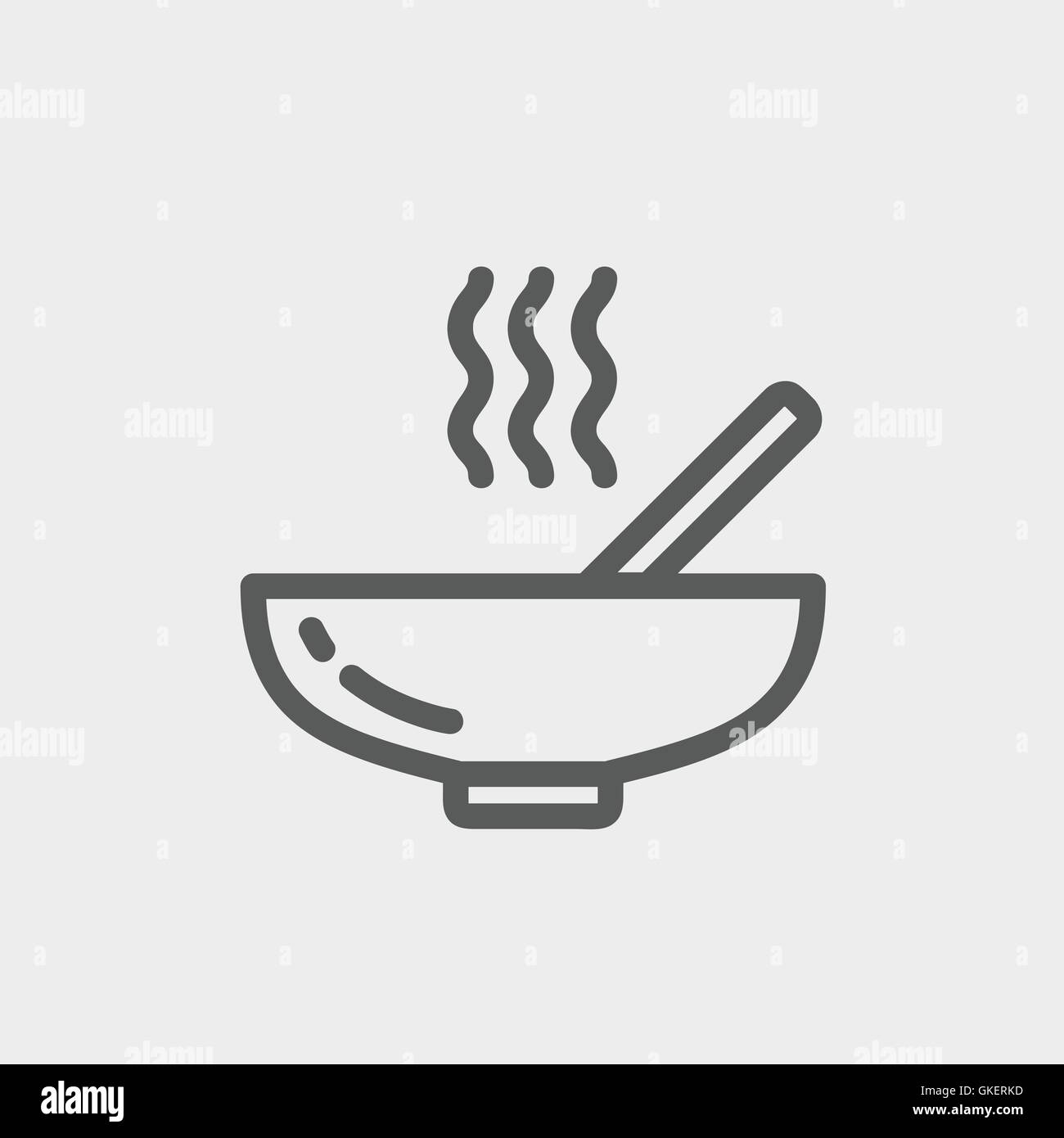 Hot meal in bowl thin line icon Stock Vector Image & Art - Alamy