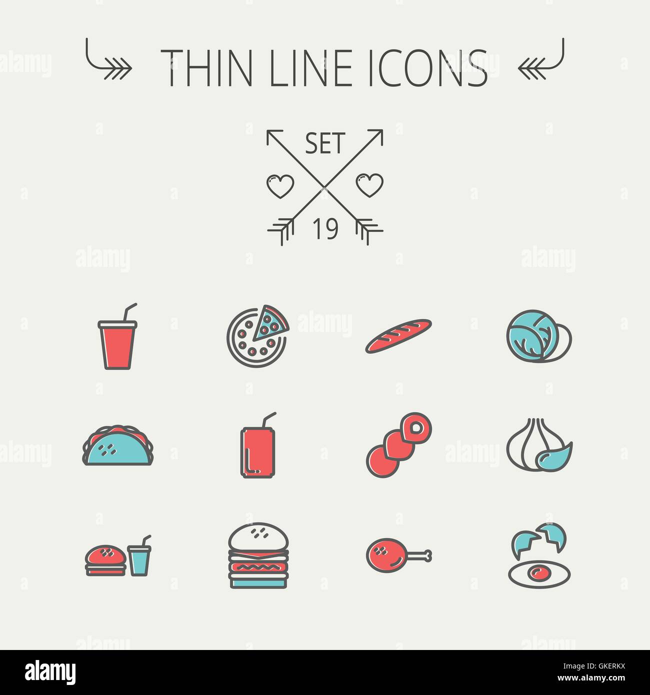 Food and drink thin line icon set Stock Vector Image & Art - Alamy
