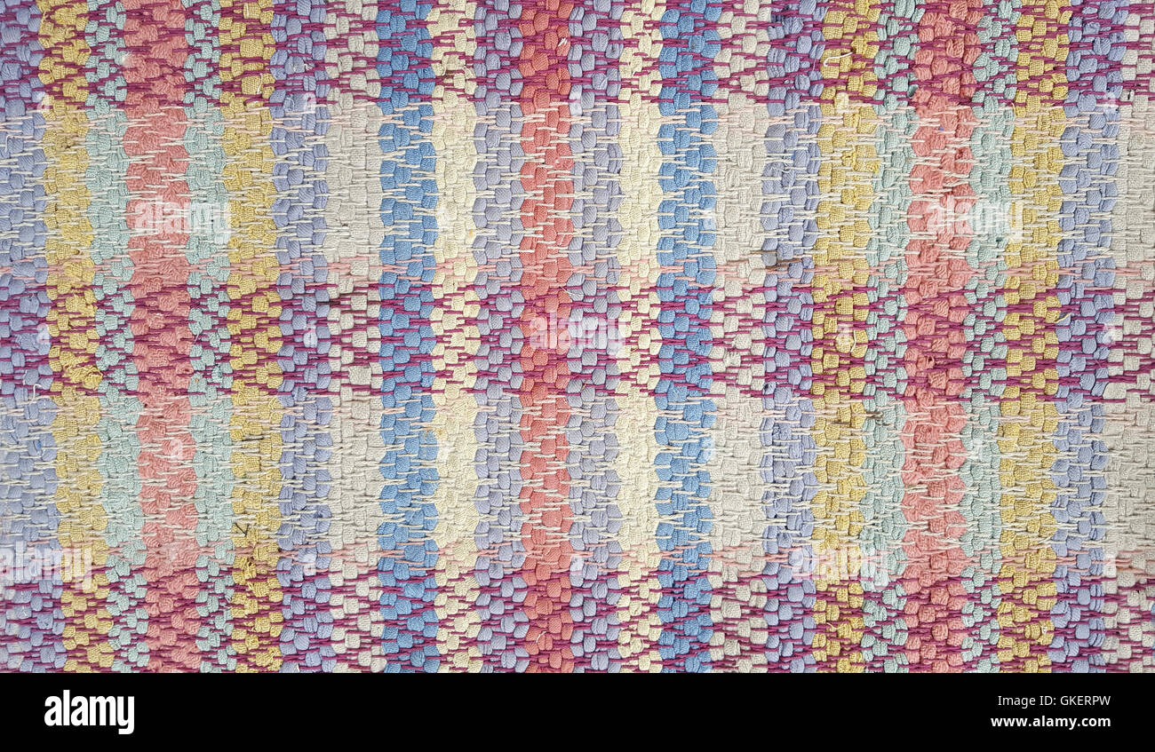 Close up of woven plaid rug pattern. Stock Photo