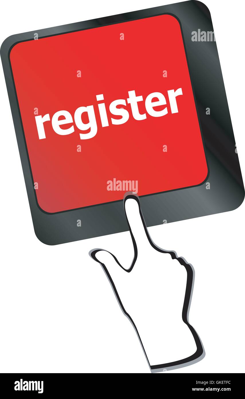 Closeup of register key in a modern keyboard vector Stock Vector Image ...