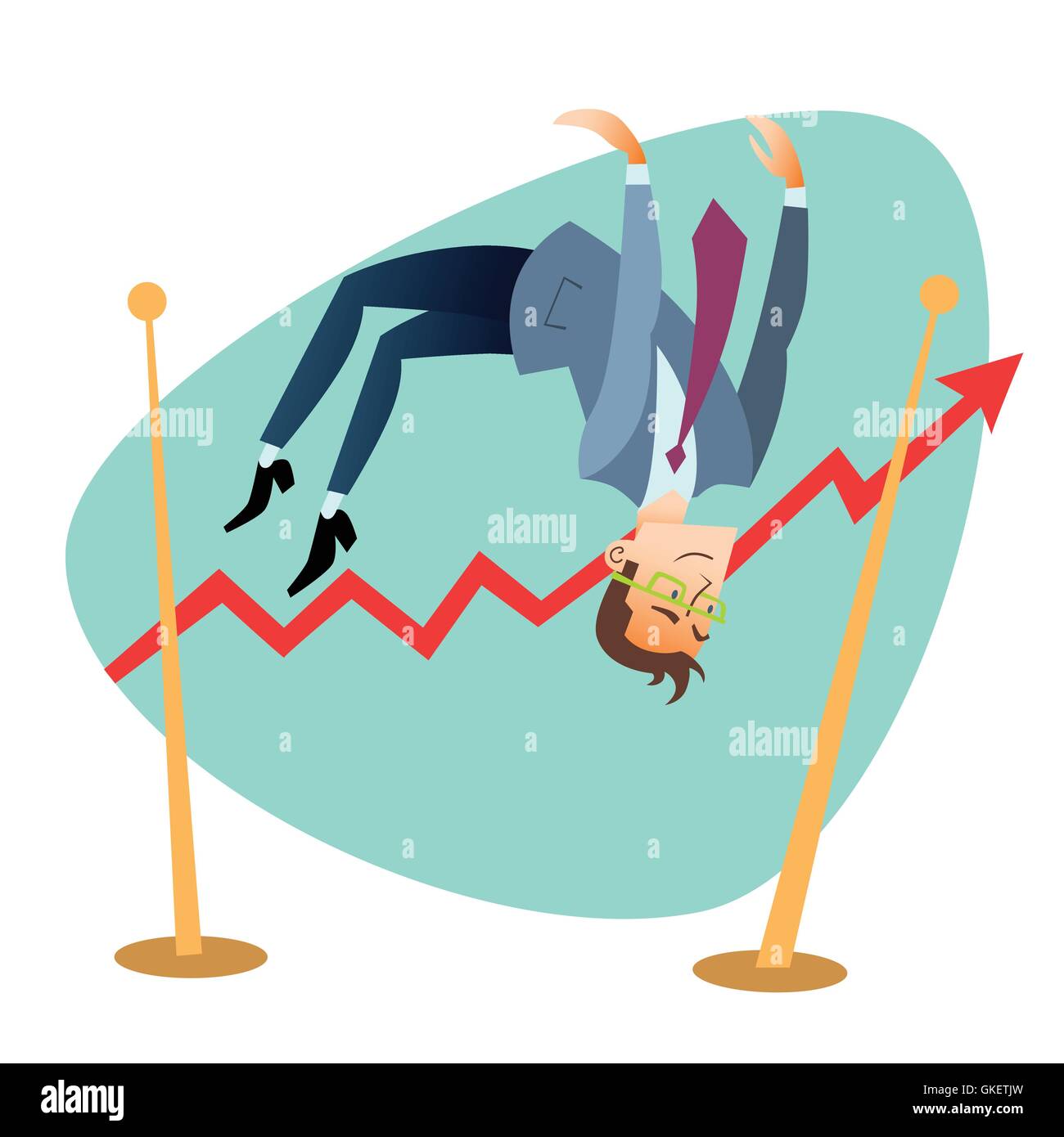 Businessman jump over the bar business sports competition Stock Vector