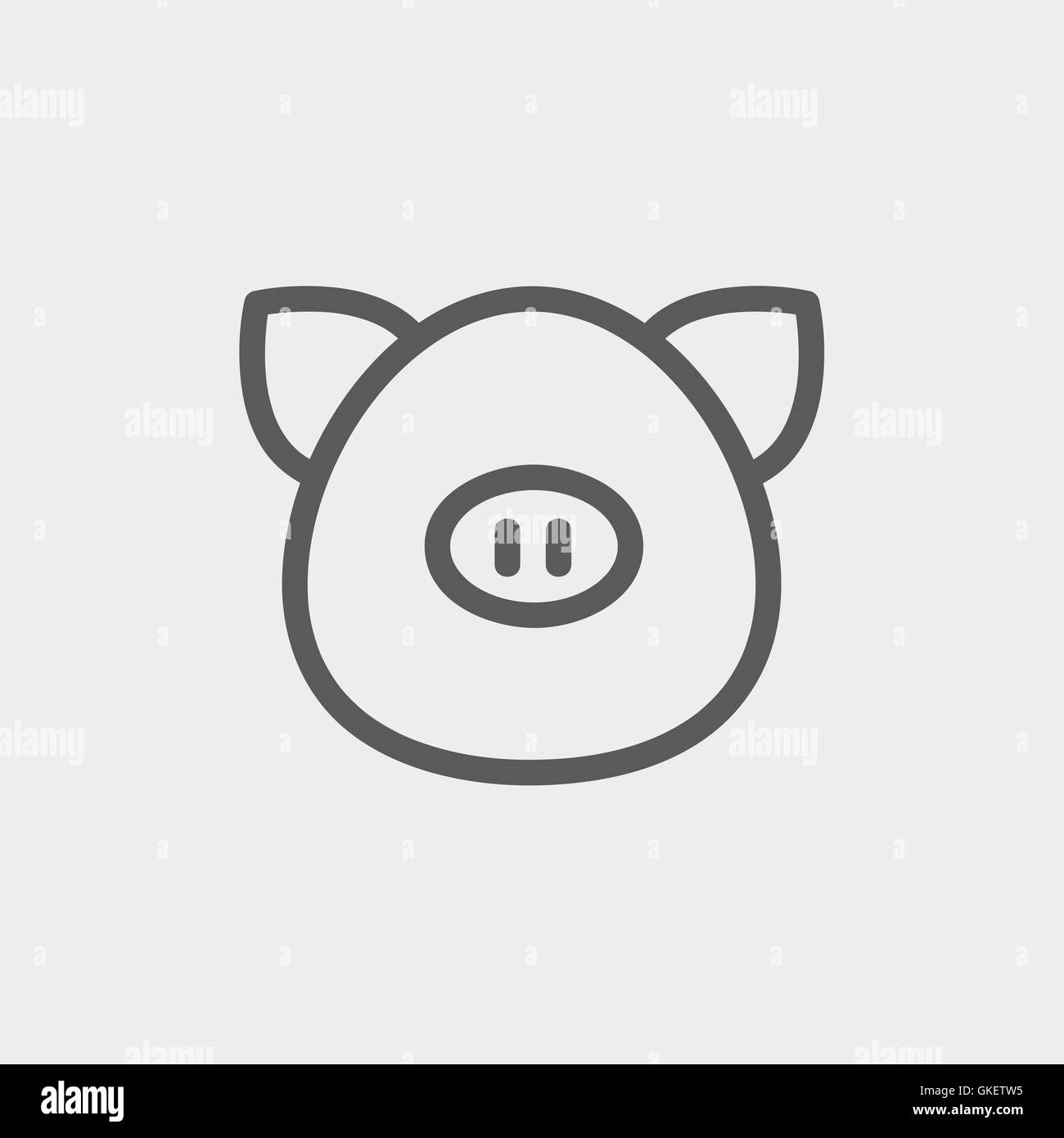 Pig face thin line icon Stock Vector
