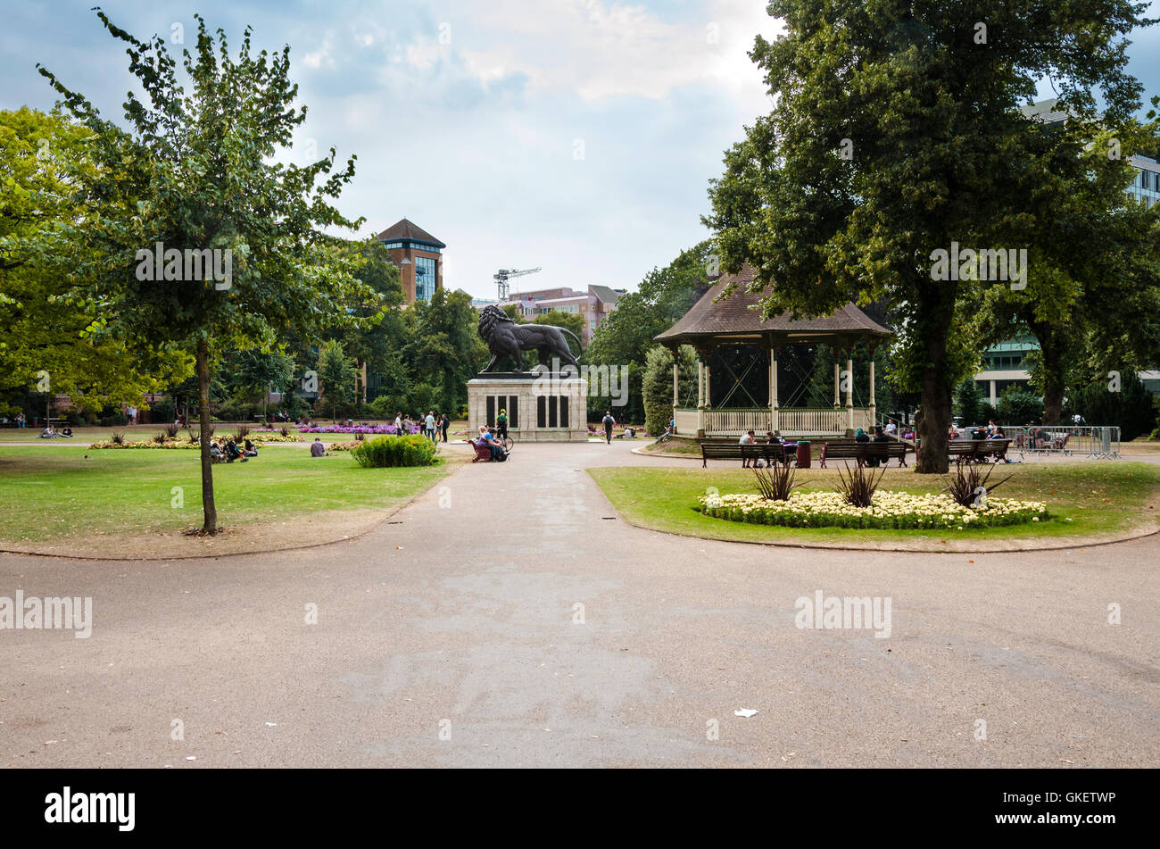 A view looking across Forbury Gardens in Reading, UK Stock Photo