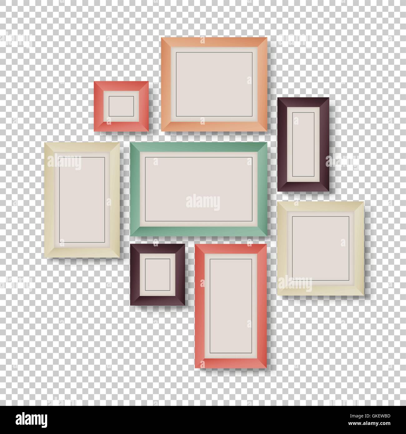 Group of Colorful Frames on Transparent Background Stock Vector