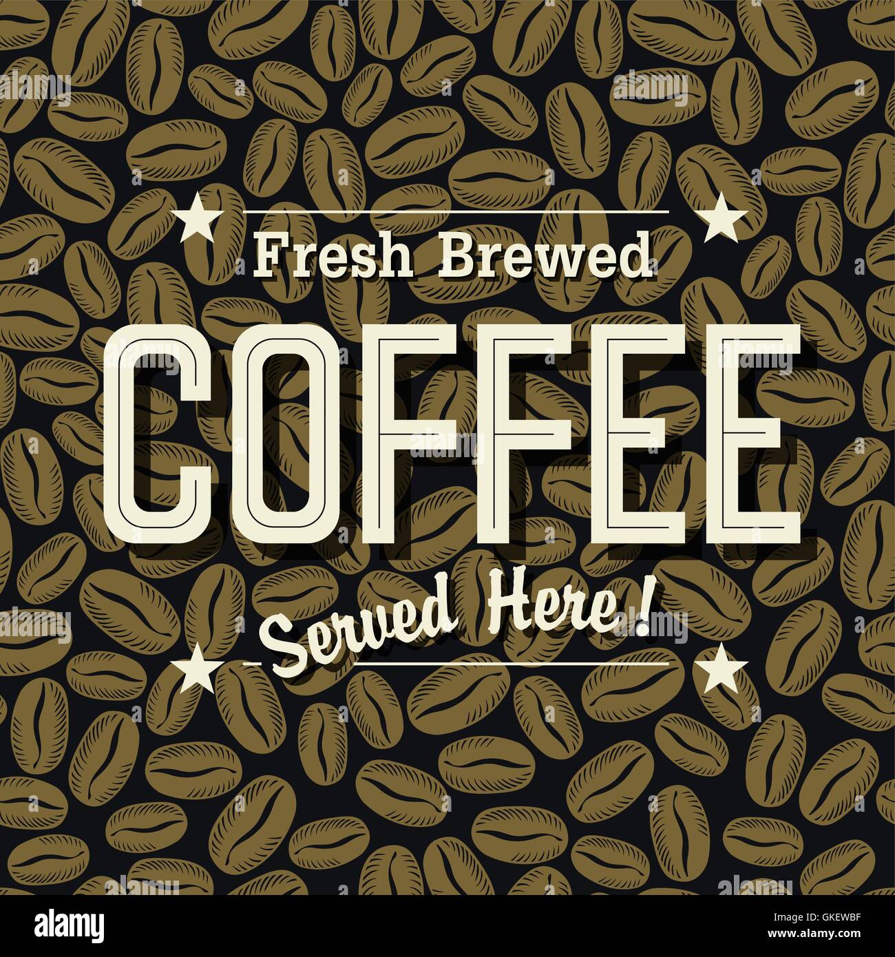 Vintage Coffee Poster. 'Fresh Brewed Coffee Served Here' Letteri Stock Vector