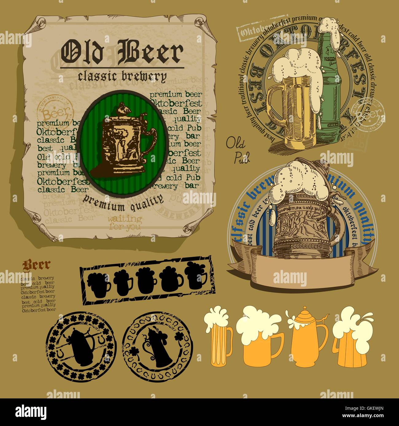 set of beer elements Stock Vector Image & Art - Alamy