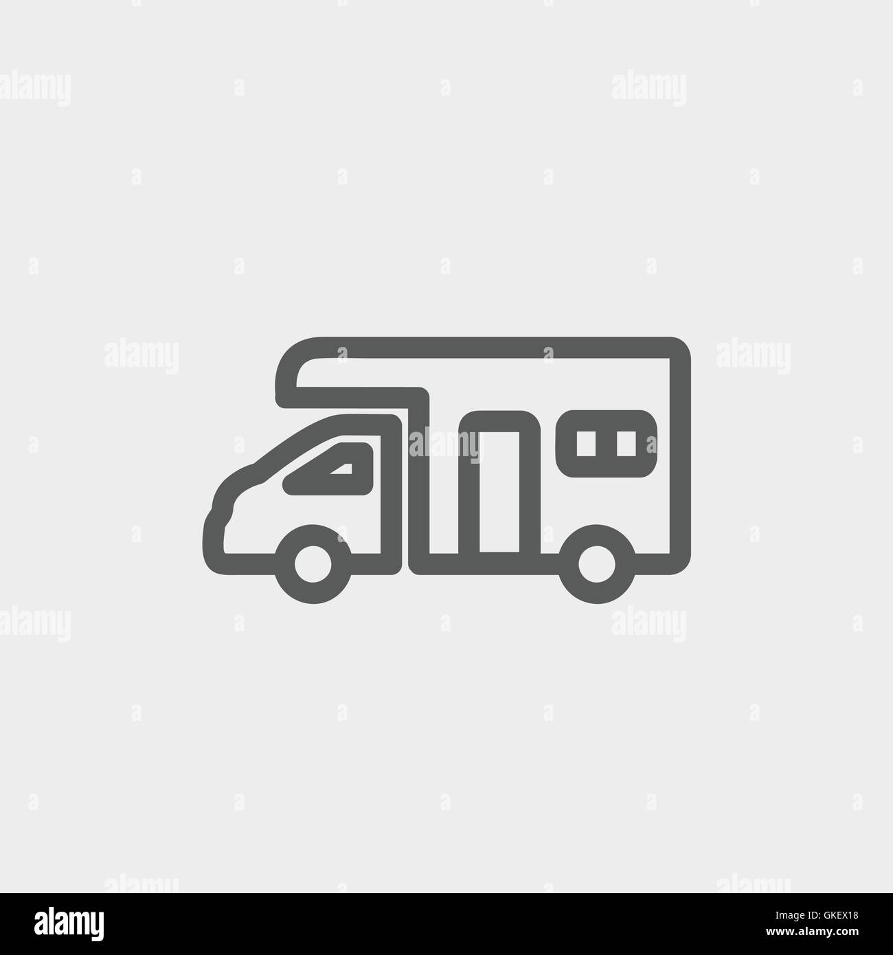 Camper van thin line icon Stock Vector