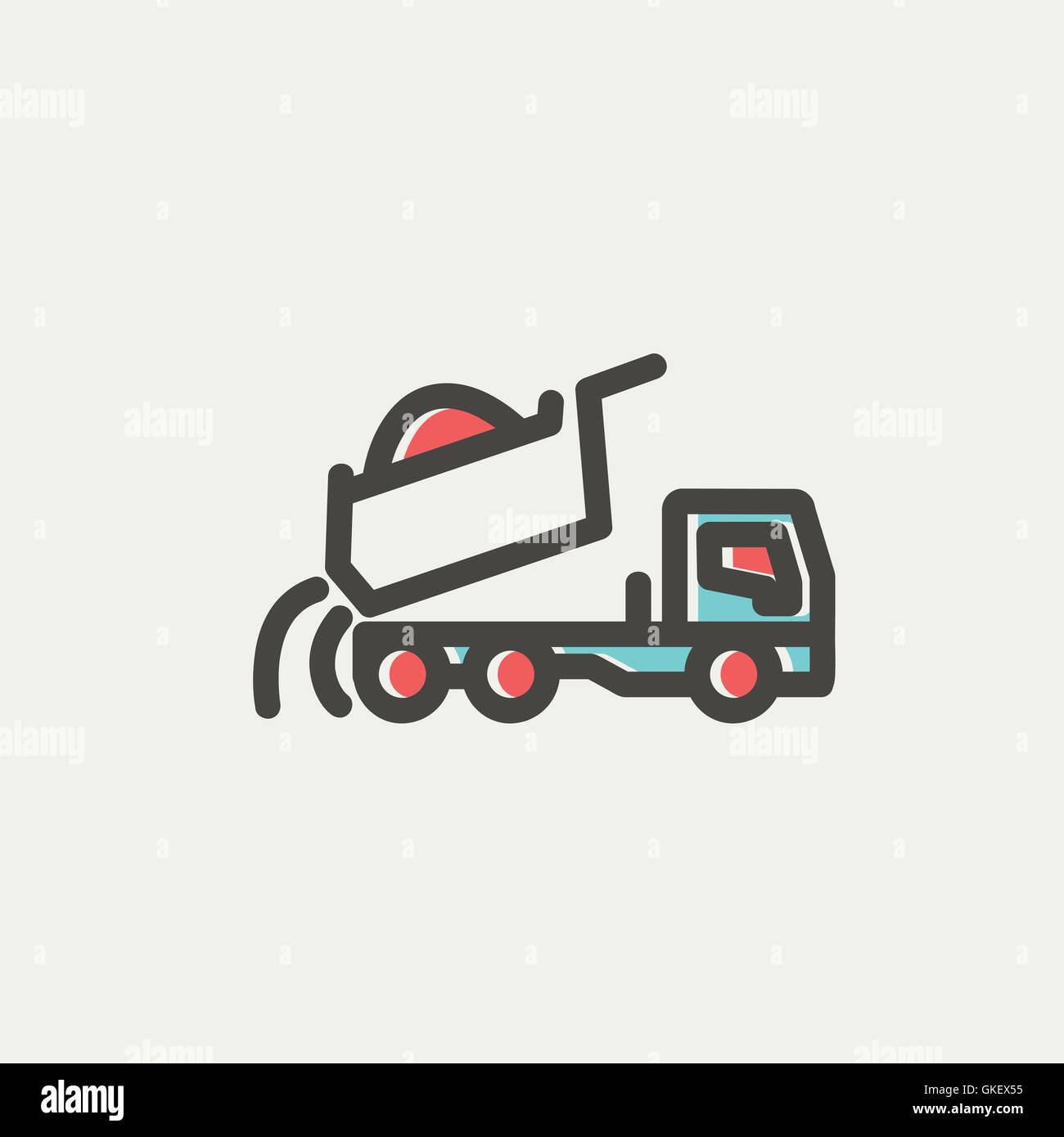 Dump truck thin line icon Stock Vector