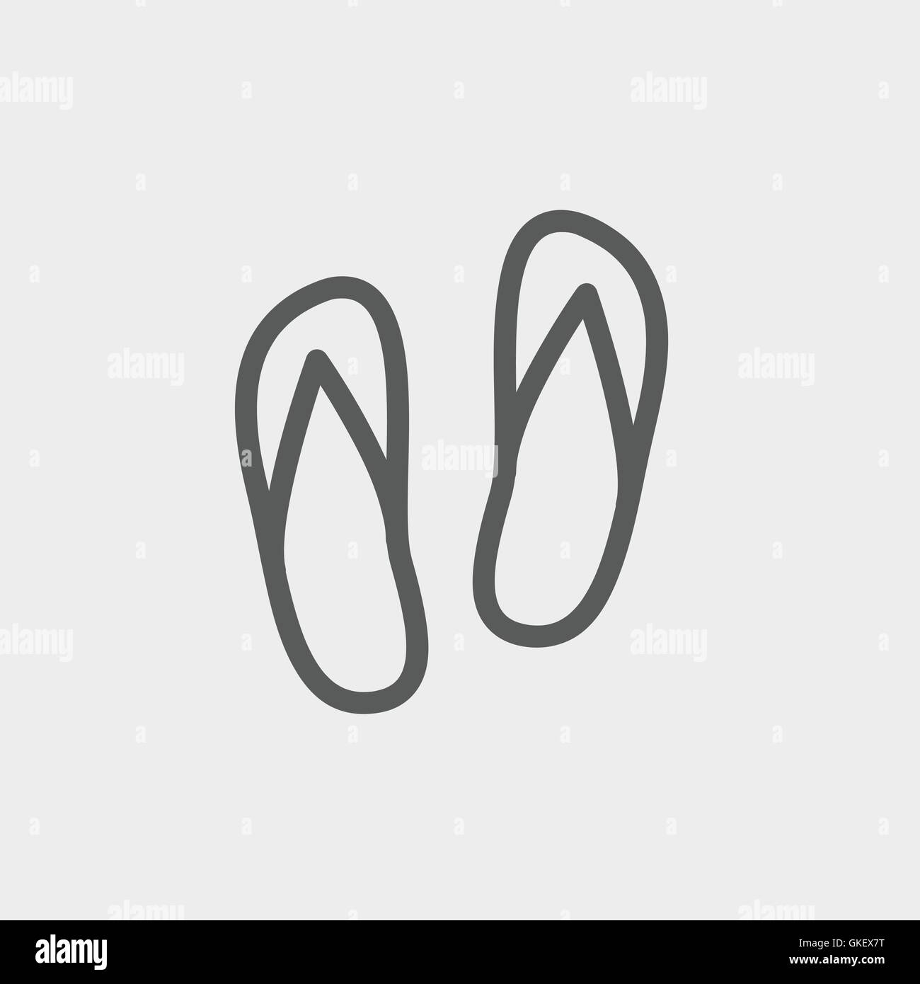 Beach slippers thin line icon Stock Vector