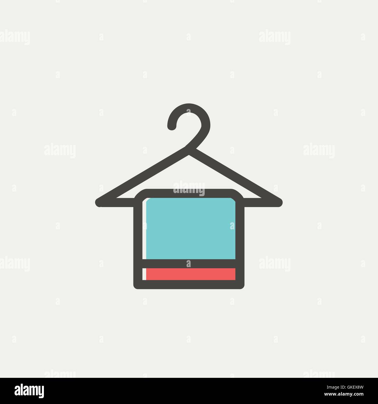 Towel on a hanger thin line icon Stock Vector