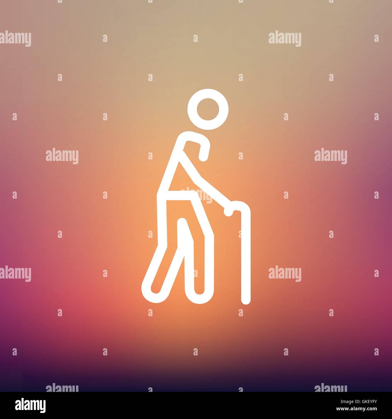 Man with Cane thin line icon Stock Vector