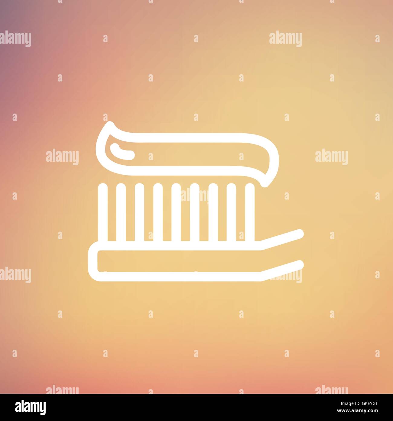 Toothbrush with toothpaste thin line icon Stock Vector