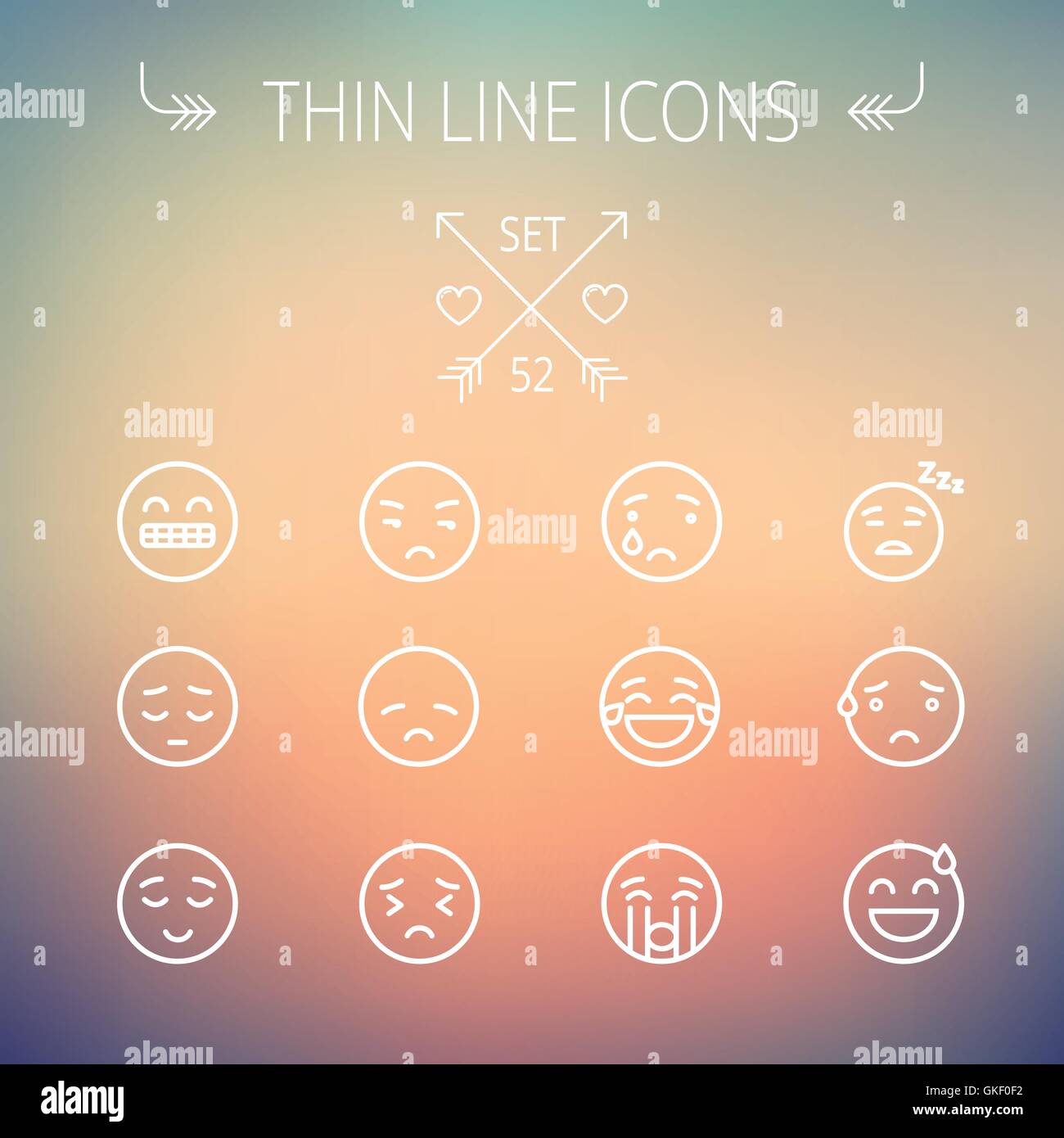 Emoji thin line icon set Stock Vector Image & Art Alamy