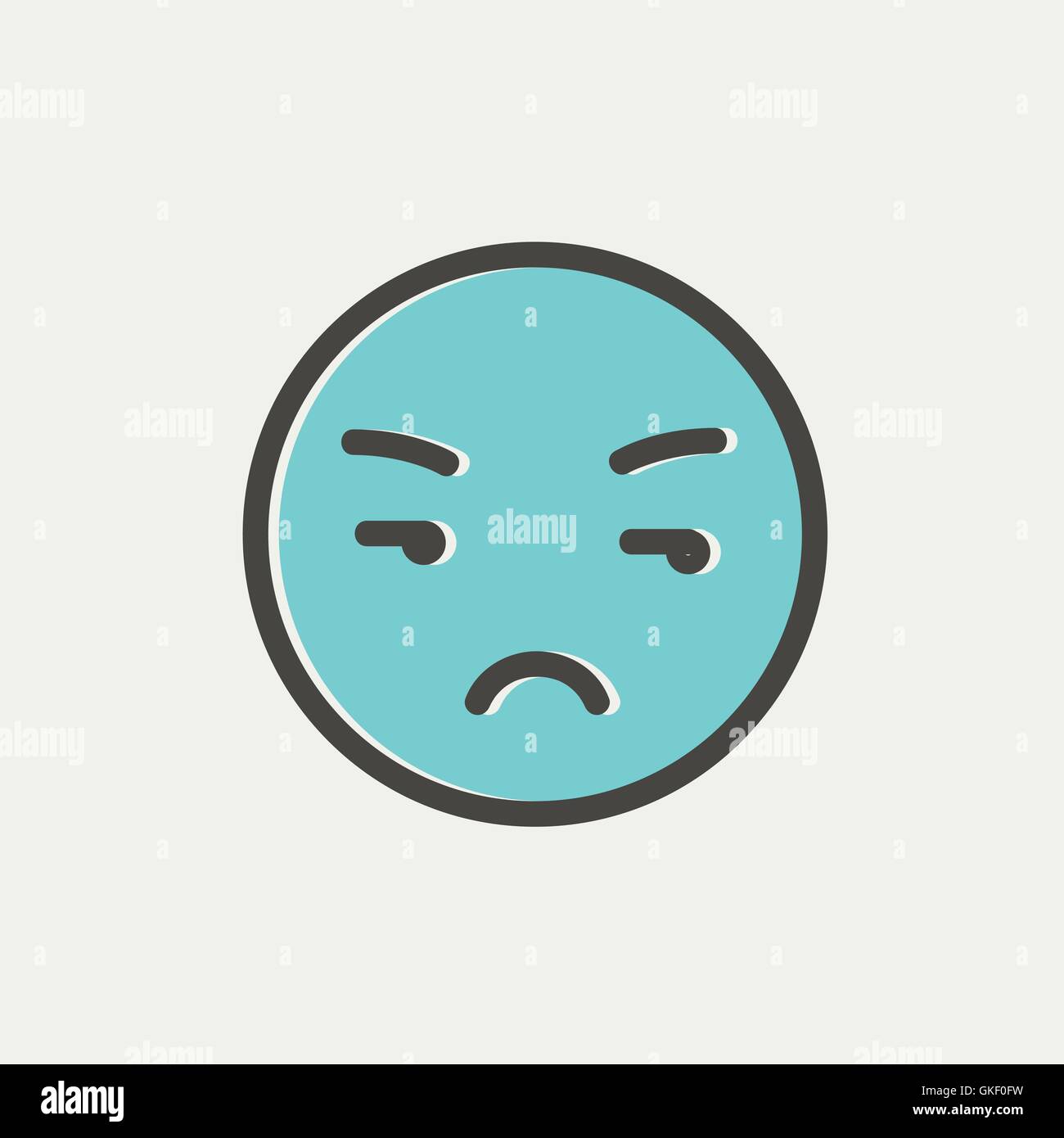 Unhappy face thin line icon Stock Vector