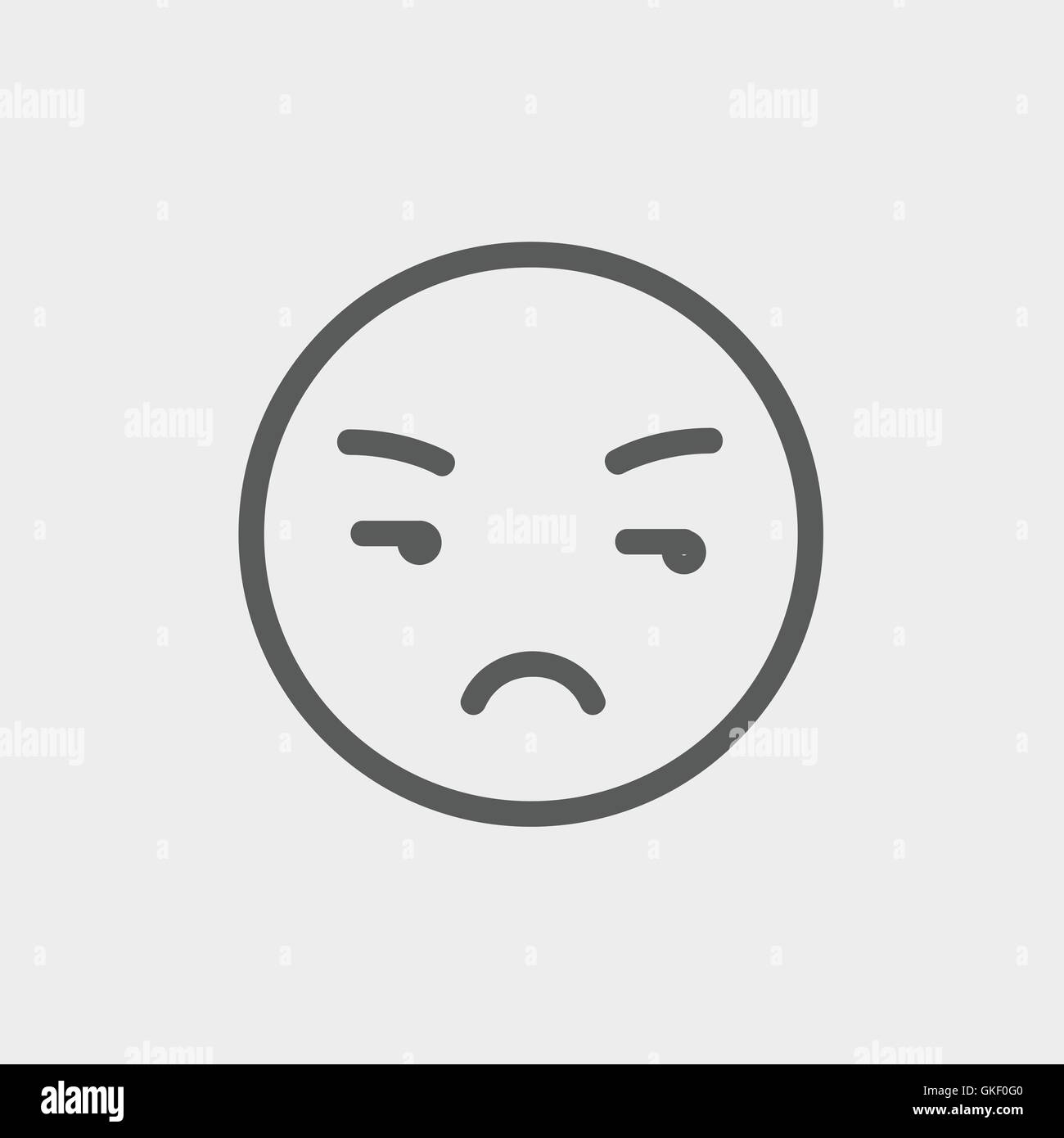 Unhappy face thin line icon Stock Vector