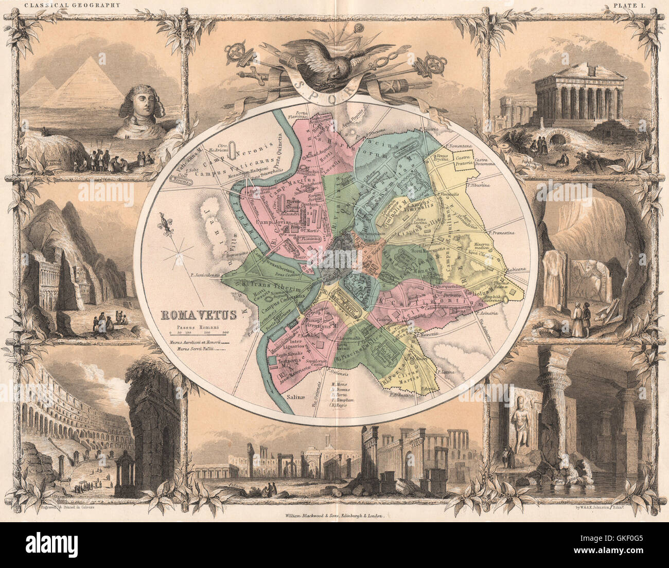 'Roma Vetus'. Ancient Rome. Petra Palmyra Nineveh Parthenon &c JOHNSTON 1855 map Stock Photo