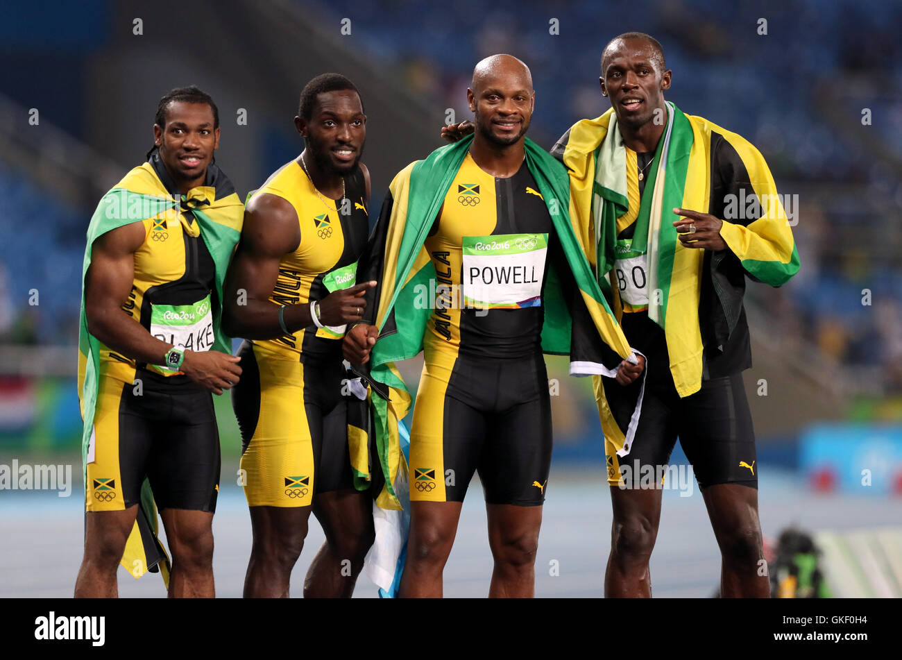 Jamaica S Gold Medal Winning Men S 4 X 100m Relay Team Of Yohan Blake Nickel Ashmeade Asafa
