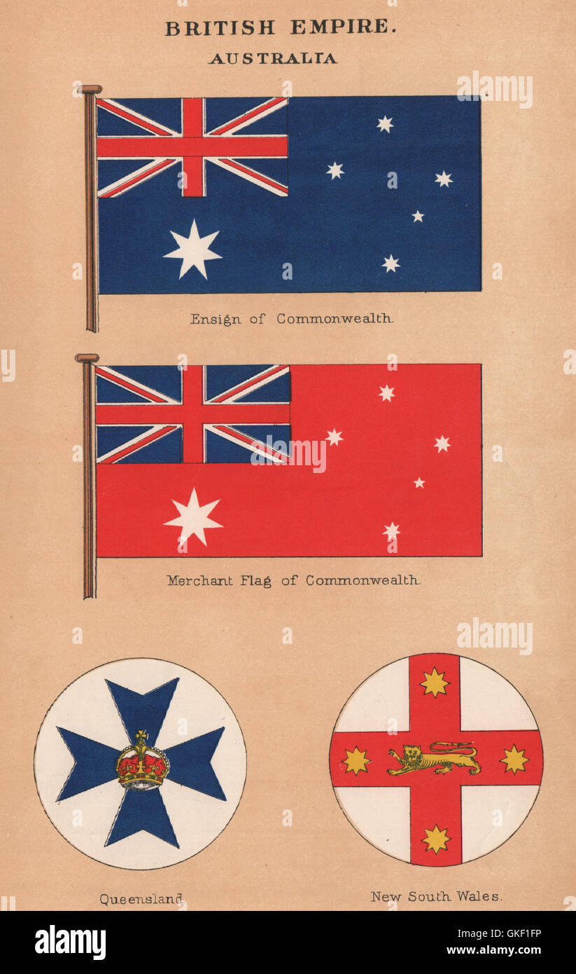 COMMONWEALTH OF AUSTRALIA FLAGS. Ensign Merchant Queensland New South