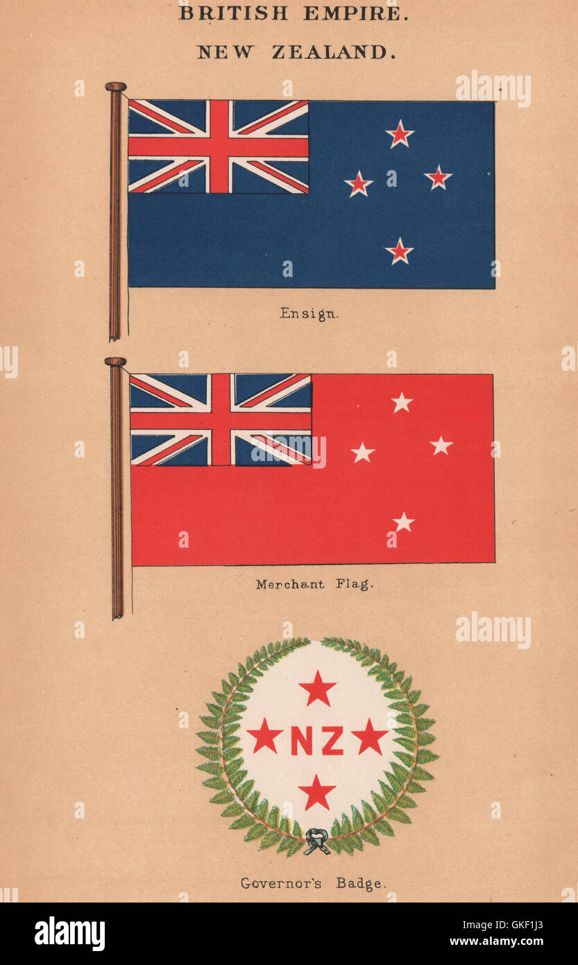 BRITISH EMPIRE NEW ZEALAND FLAGS. Ensign. Merchant. Governor's Badge, 1916 Stock Photo Alamy