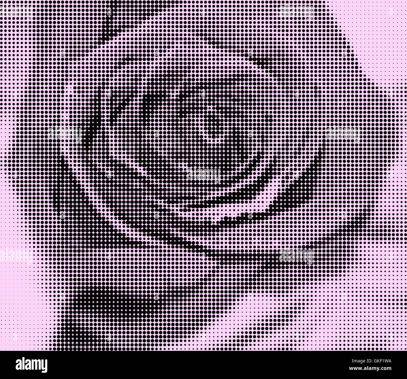 Vector background roses created with black circles and halftones Stock Vector