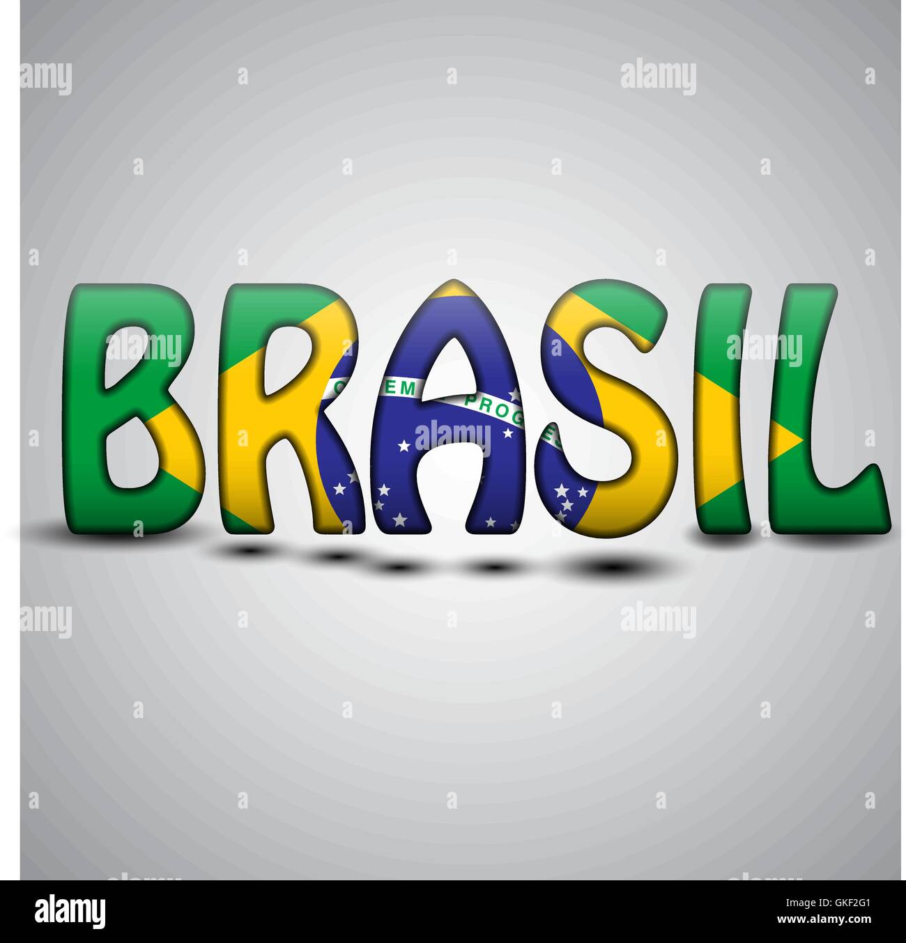 Brazil Letters with Brazilian Flag. football Stock Vector