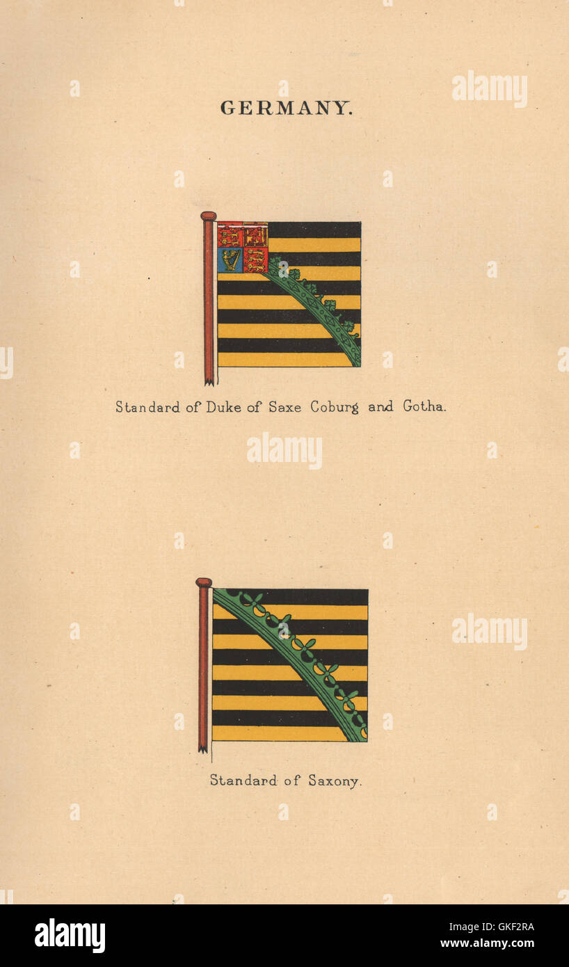 GERMANY FLAGS. Standard of Duke of Saxe Coburg & Gotha. Standard of Saxony, 1916 Stock Photo