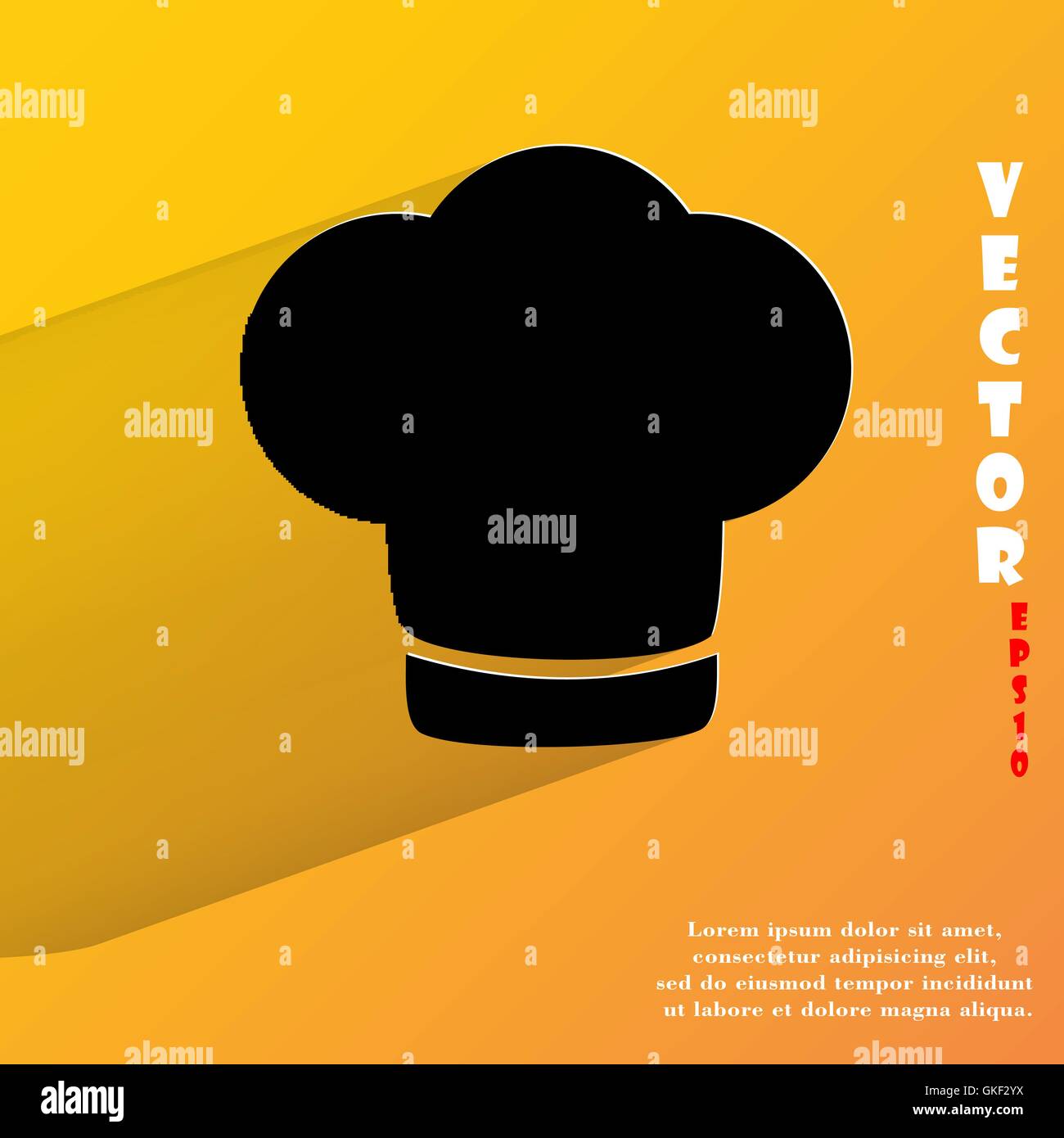 Chef cap. Cooking. Flat modern web button with long shadow and space ...