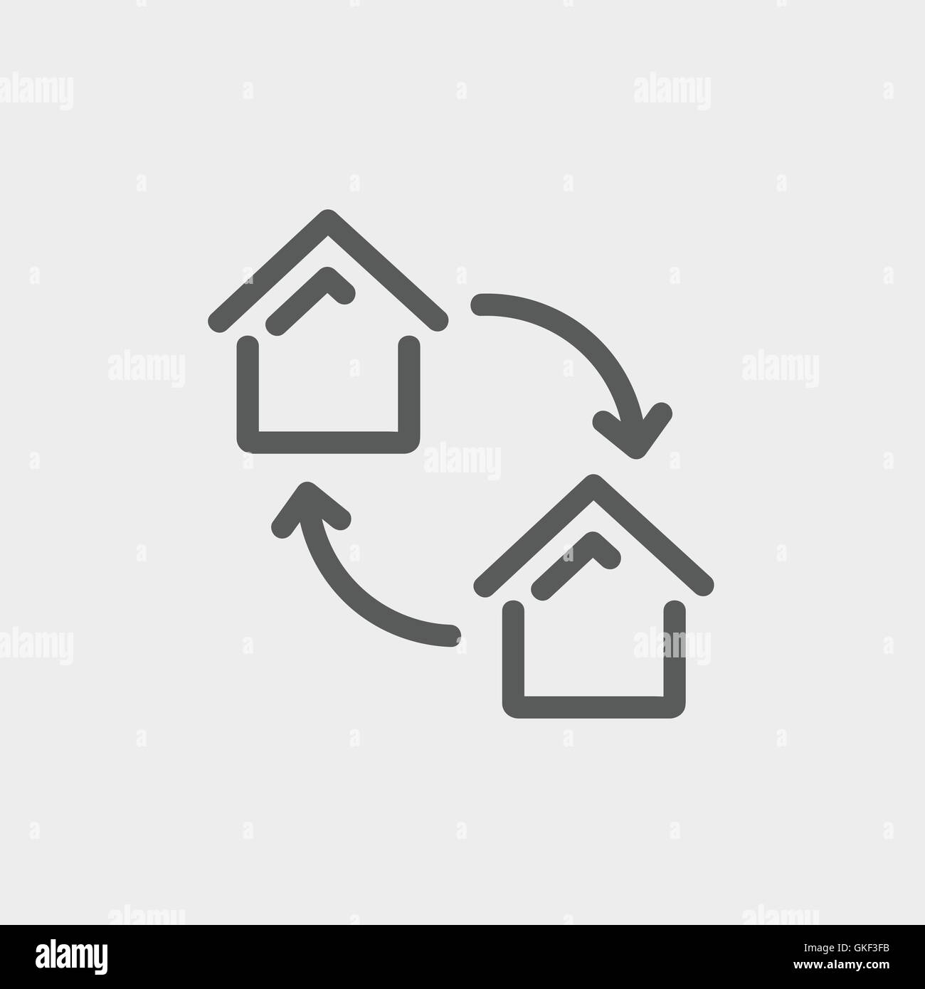 Two little houses thin line icon Stock Vector