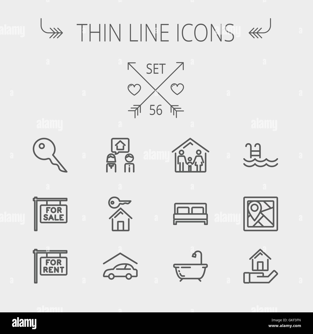 Real Estate thin line icon set Stock Vector Image & Art - Alamy