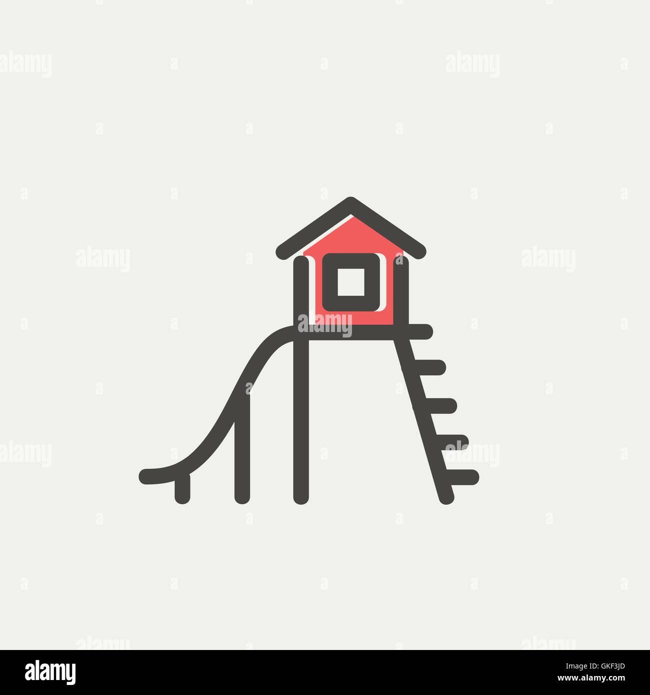 Playhouse with slide thin line icon Stock Vector