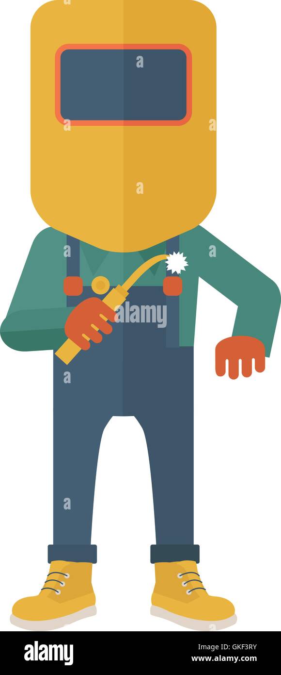 Man with welding mask. Stock Vector