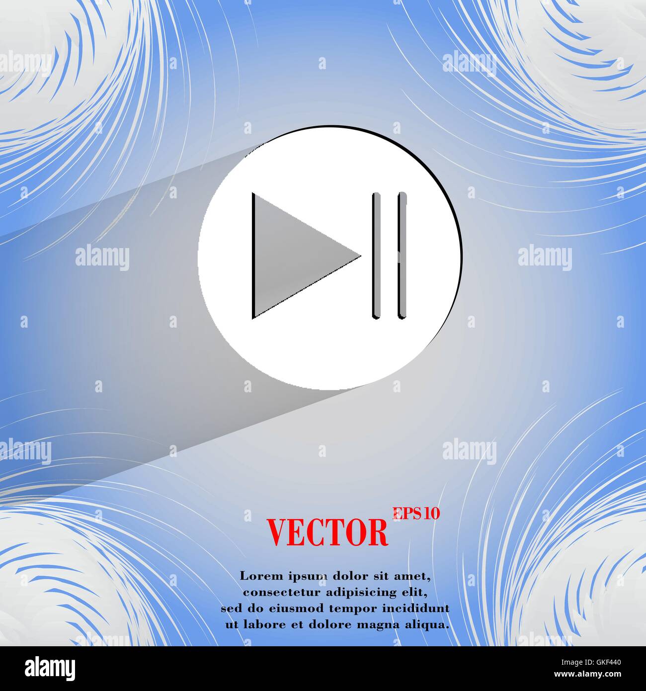Play button web icon on a flat geometric abstract background Stock Vector