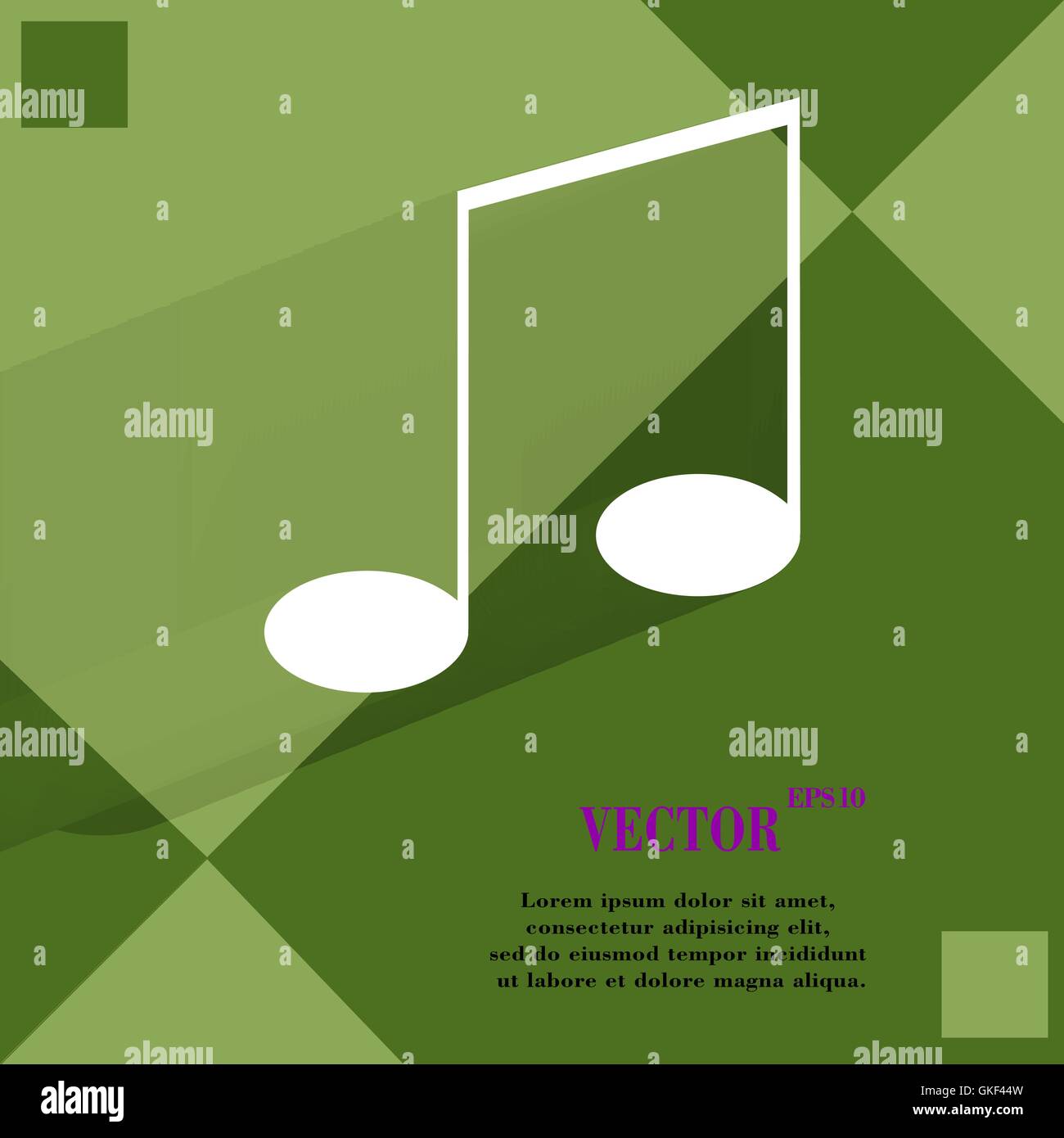 Music elements notes web icon on a flat geometric abstract background ...